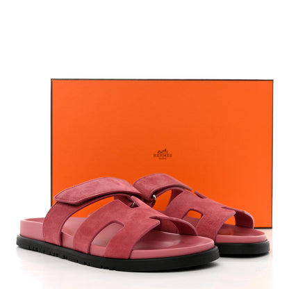 Hermes Suede Goatskin Womens Chypre Sandals 38 Rose Aphrodite 9 of 9
