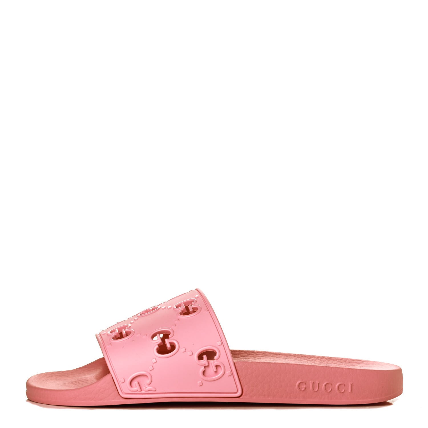 Gucci Rubber GG Monogram Perforated Womens Slide Sandals 41 Rose Box 1 of 8
