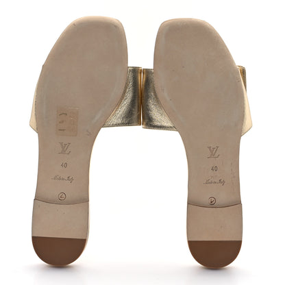 Louis Vuitton Metallic Calfskin Shake Flat Sandal 40 Gold 6 of 10