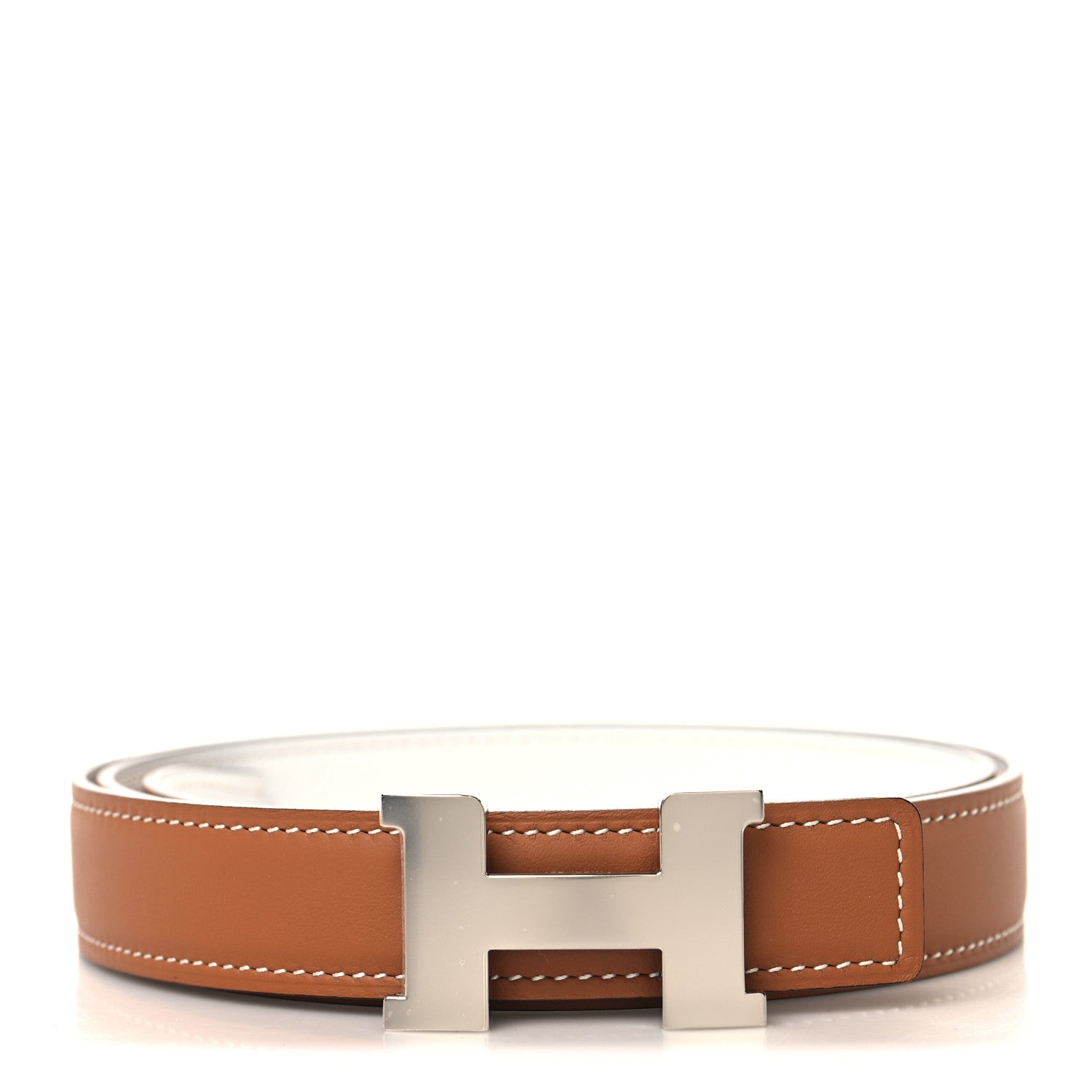 Hermes Epsom Swift 32mm H Belt 85 34 White Gold 1 of 6