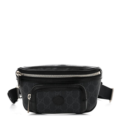 Gucci GG Supreme Monogram Textured Calfskin Retro Interlocking G Belt Bag Black 1 of 11