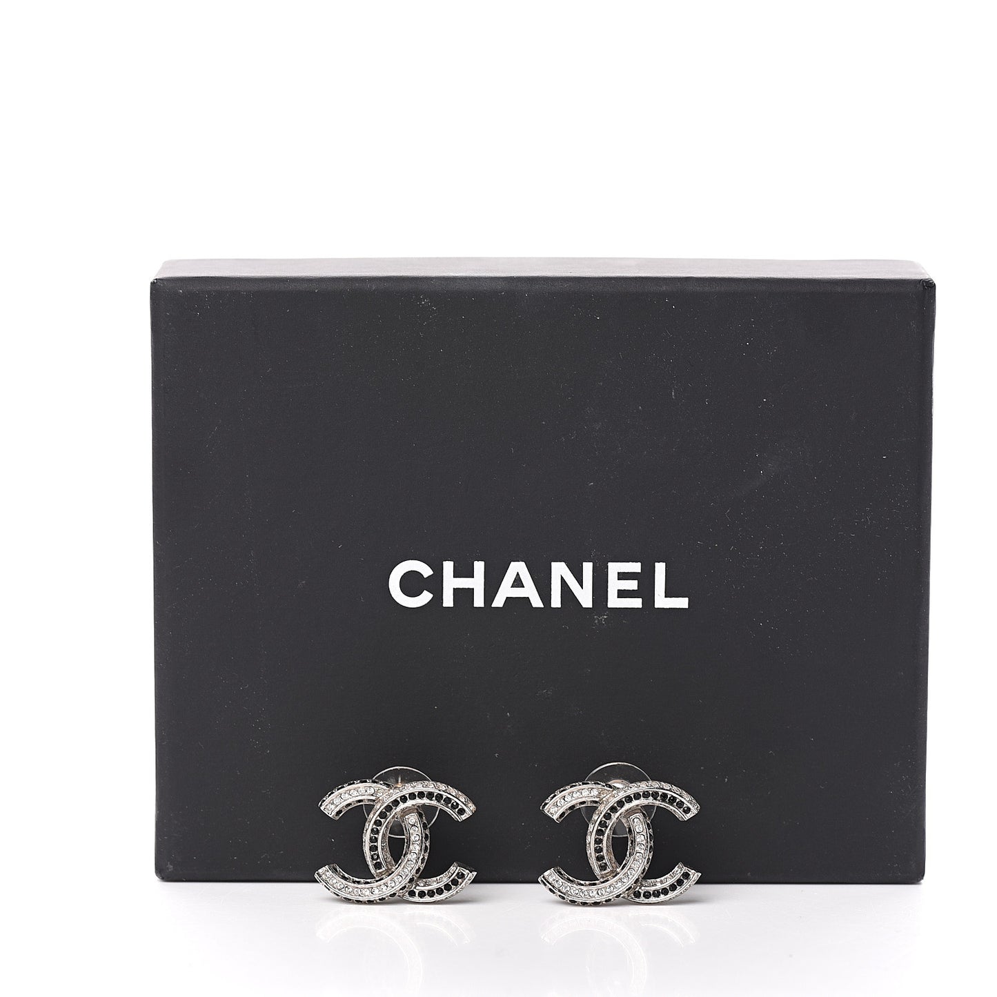 Baguette Crystal CC Earrings Silver