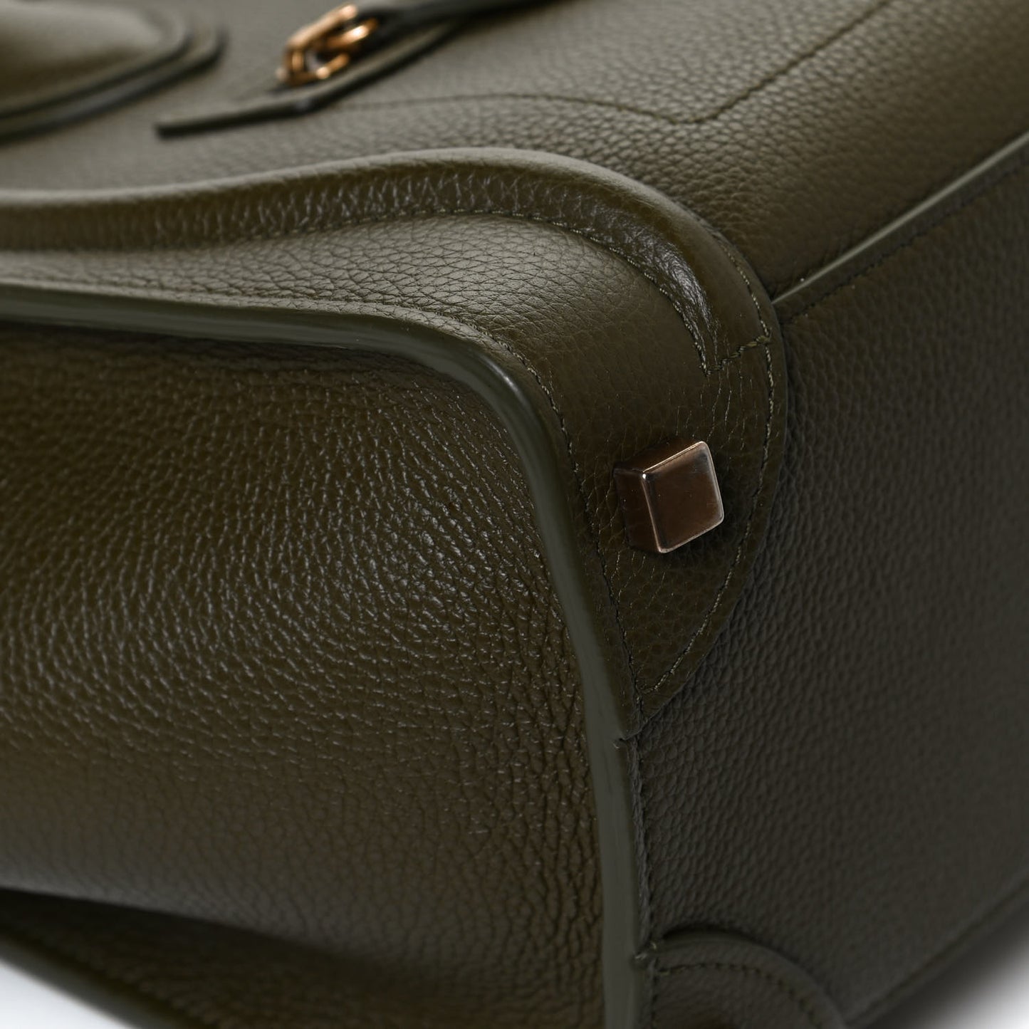 Drummed Calfskin Micro Luggage Dark Olive