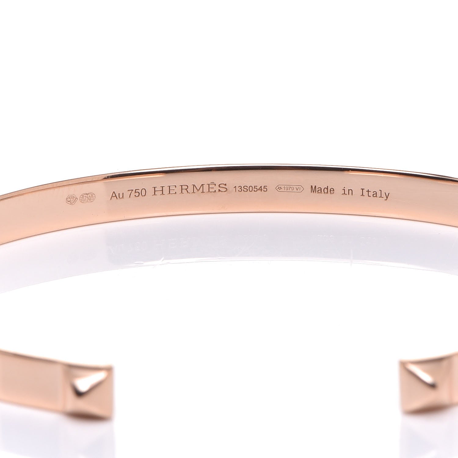 Hermes 18K Rose Gold Mini Clous Bracelet 4 of 5