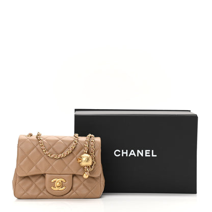 Chanel Lambskin Quilted Mini Pearl Crush Flap Dark Beige 11 of 11