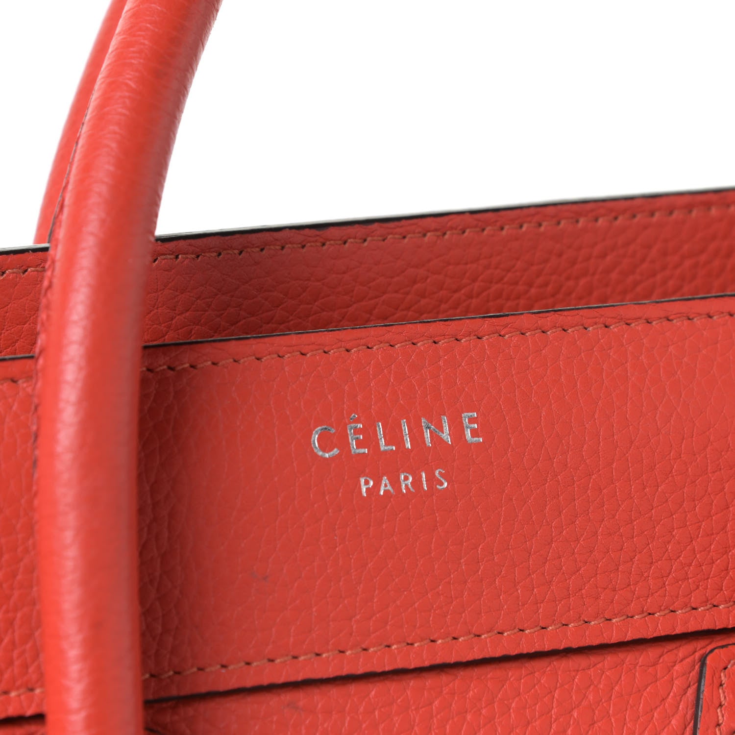 Celine Drummed Calfskin Micro Luggage Vermillion 14 of 14