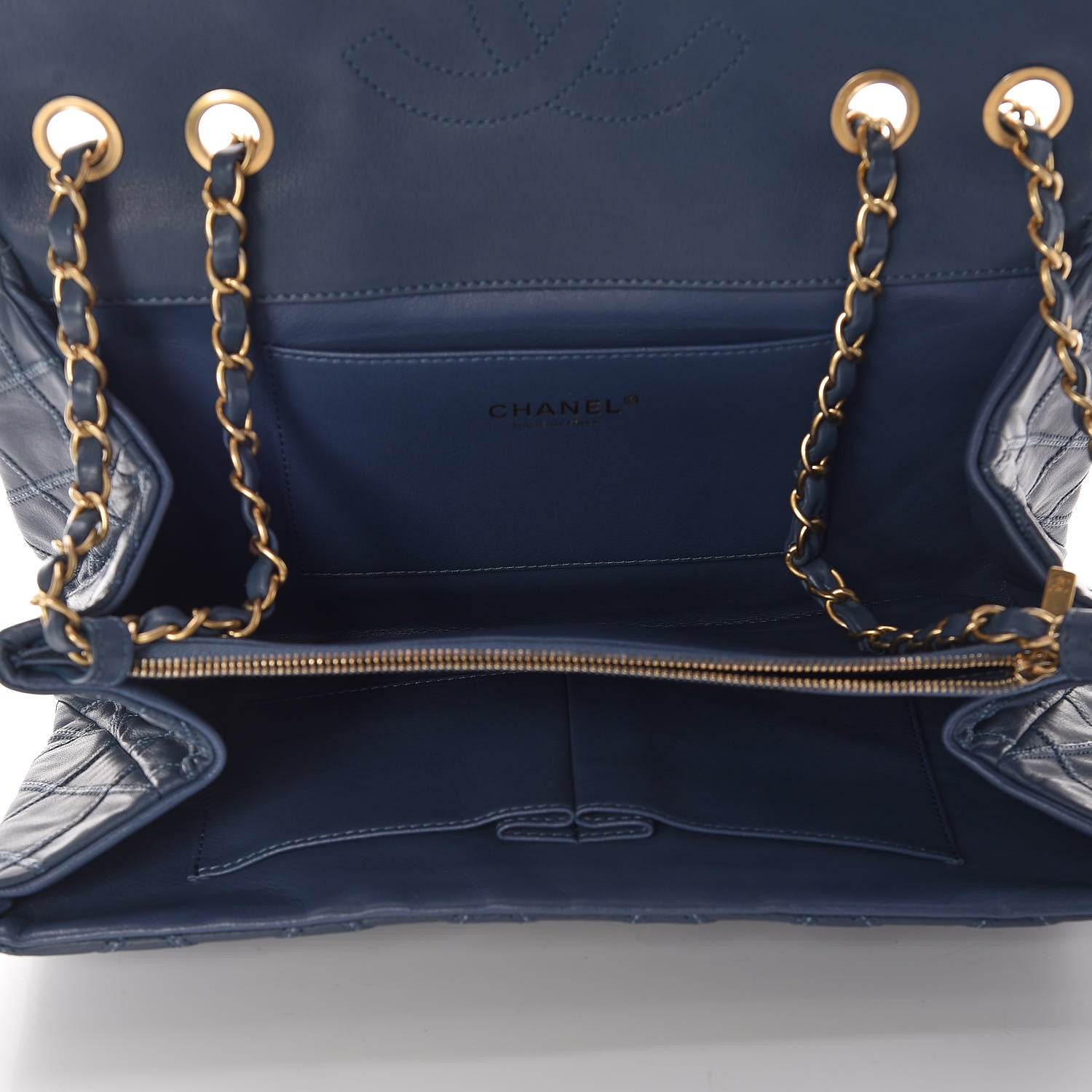 Chanel Calfskin Stitched Thin City Flap Dark Blue 5 of 9