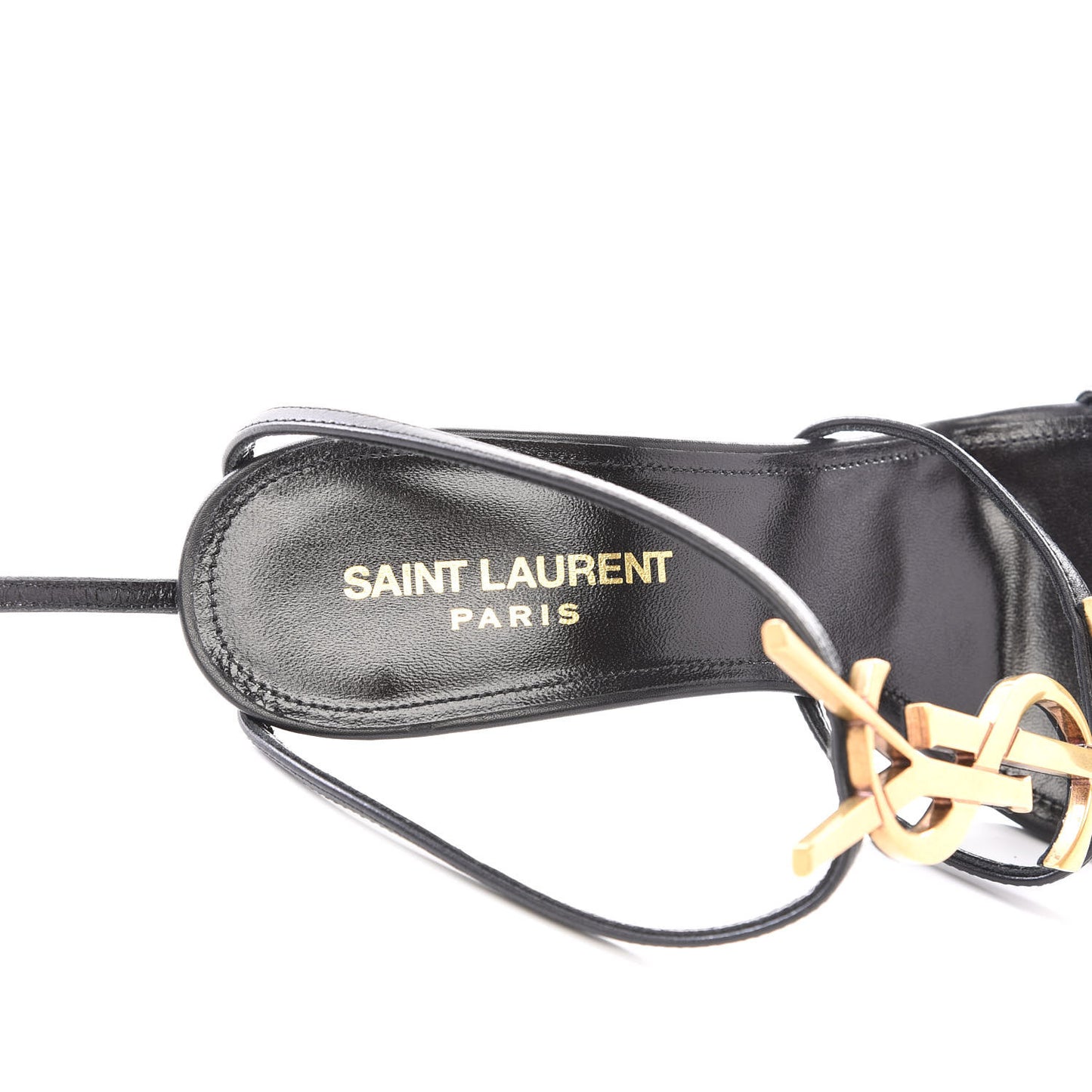 Calfskin Cassandra Palm Logo 110 Ankle Strap Sandals 37 Black