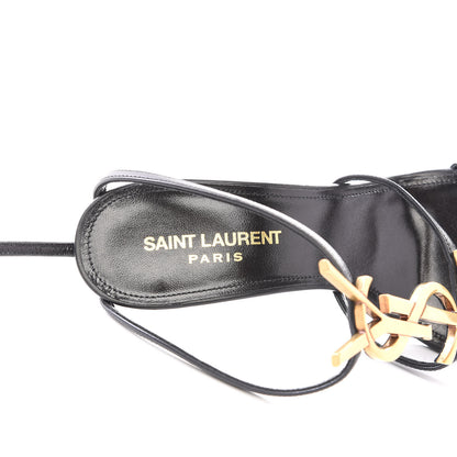Saint Laurent Calfskin Cassandra Palm Logo 110 Ankle Strap Sandals 37 Black 7 of 9