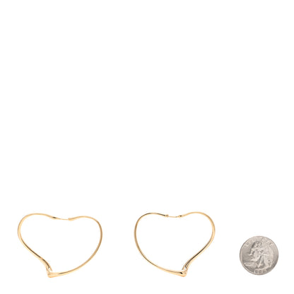 Tiffany 18K Yellow Gold Medium Elsa Peretti Open Heart Hoop Earrings 2 of 4