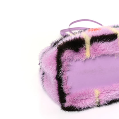 Fendi Mink Fur Shiny Nappa Chess Print Micro Peekaboo Iconic Satchel Lavanda Multicolor 8 of 9