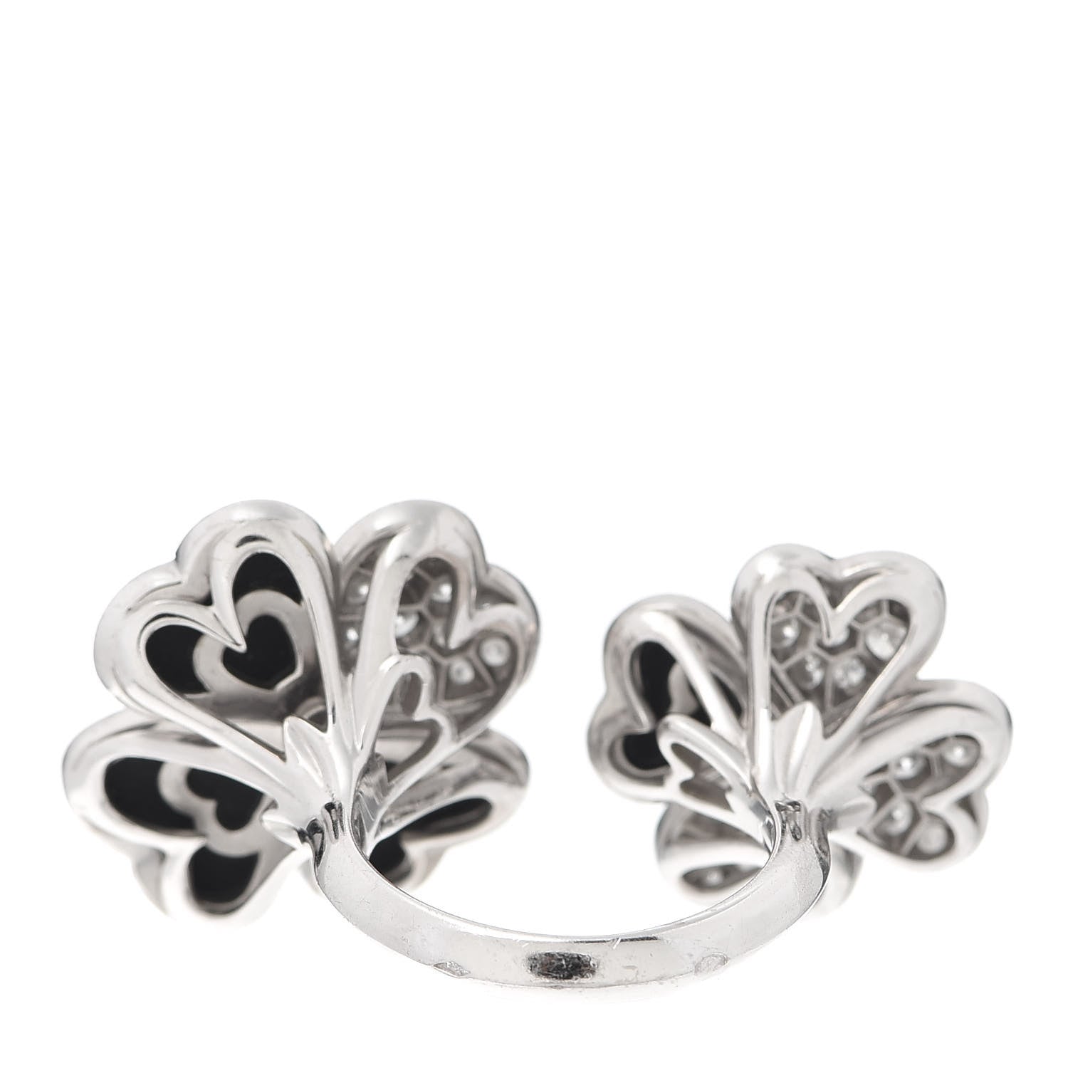 Van Cleef & Arpels 18K White Gold Diamond Black Onyx Between Finger Cosmos Ring 53 6.25 3 of 5