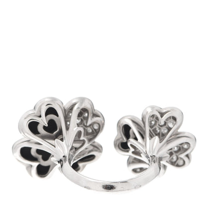 Van Cleef & Arpels 18K White Gold Diamond Black Onyx Between Finger Cosmos Ring 53 6.25 3 of 5