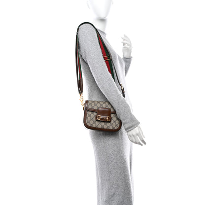 Gucci GG Supreme Monogram Web Mini Horsebit 1955 Shoulder Bag Beige Brown Sugar 2 of 11
