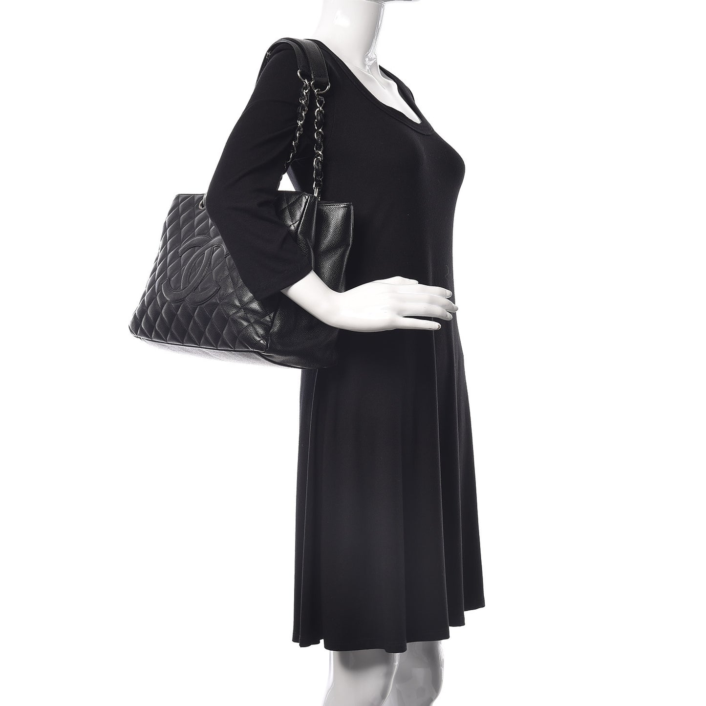 Caviar Quilted Grand Shopping Tote GST Black