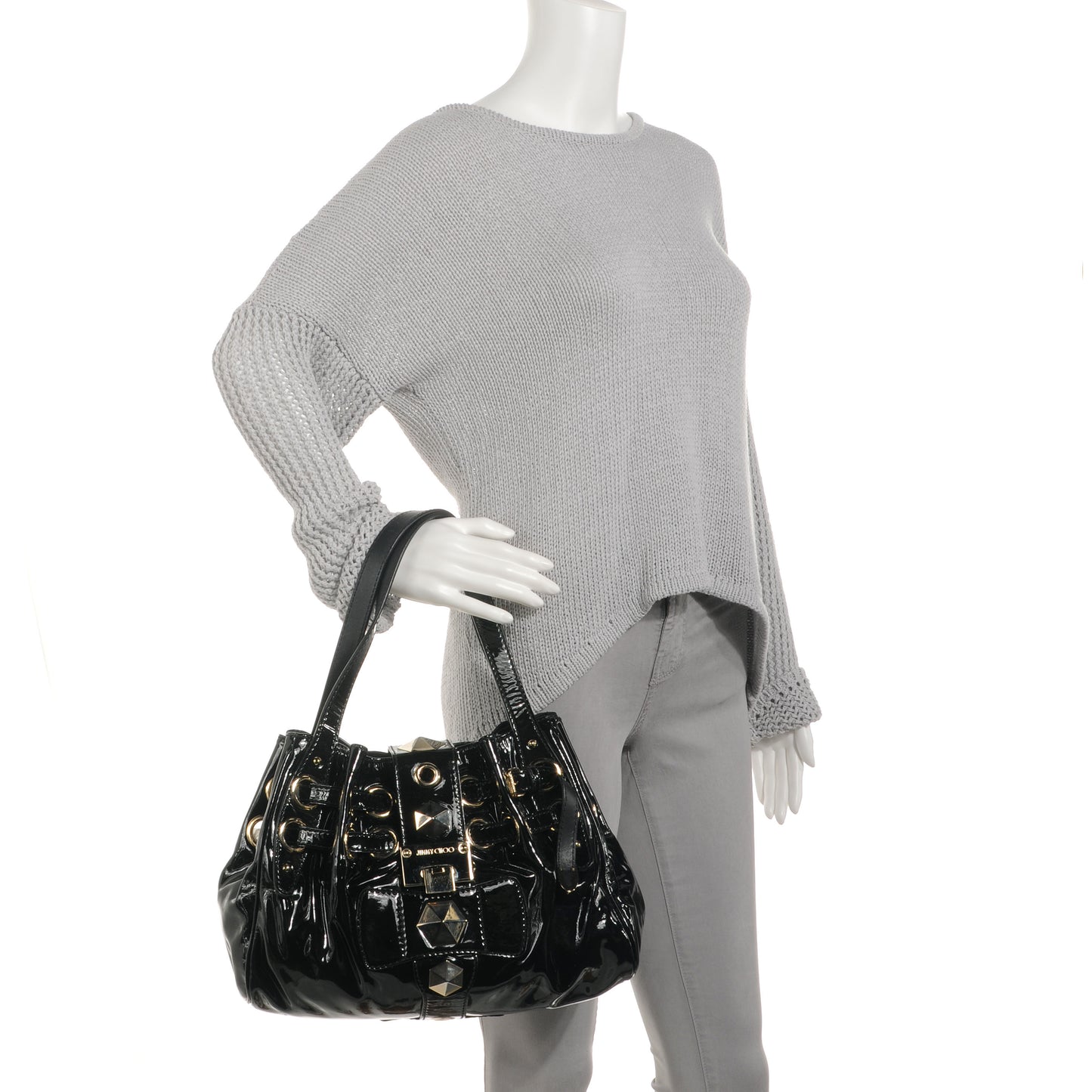 Patent Studded Medium Riki Black