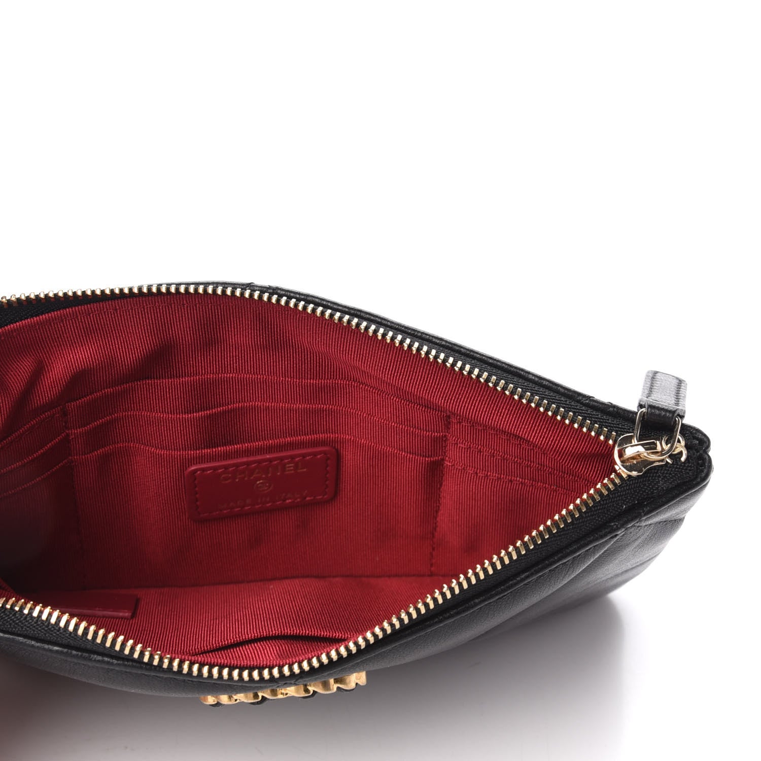 Chanel Shiny Goatskin Quilted Small 19 Pouch Black 5 of 7