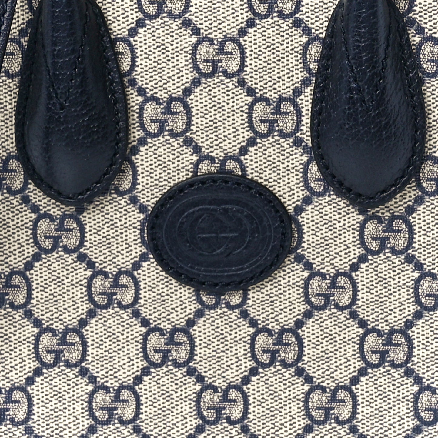 GG Supreme Monogram Textured Dollar Calfskin Mini Retro Interlocking G Tote Bag Beige Blue