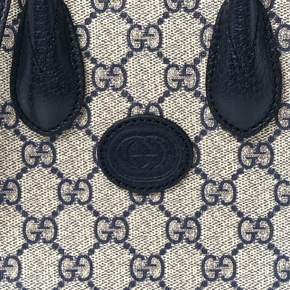 Gucci GG Supreme Monogram Textured Dollar Calfskin Mini Retro Interlocking G Tote Bag Beige Blue 8 of 11
