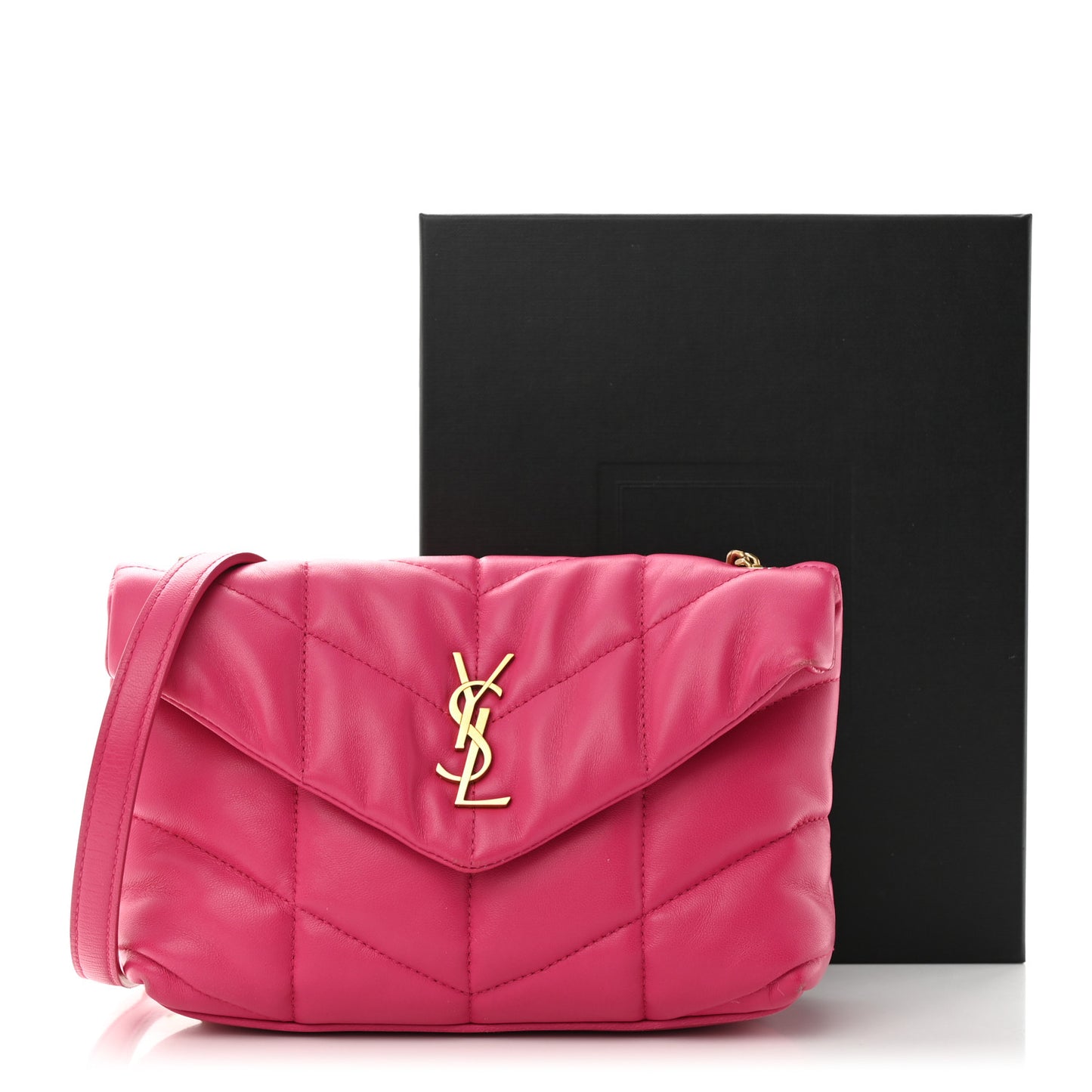 Lambskin Quilted Toy Loulou Puffer Monogram Chain Satchel Bubblegum