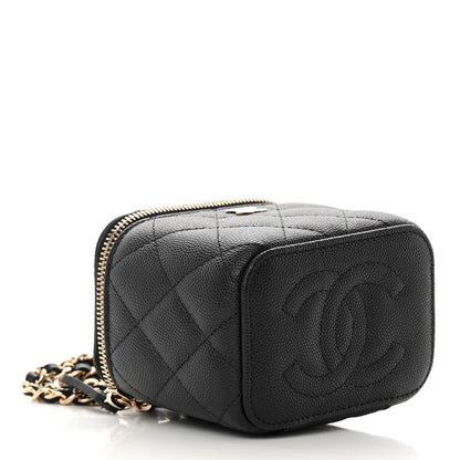 Chanel Caviar Quilted Mini Vanity Case With Chain Black 4 of 12
