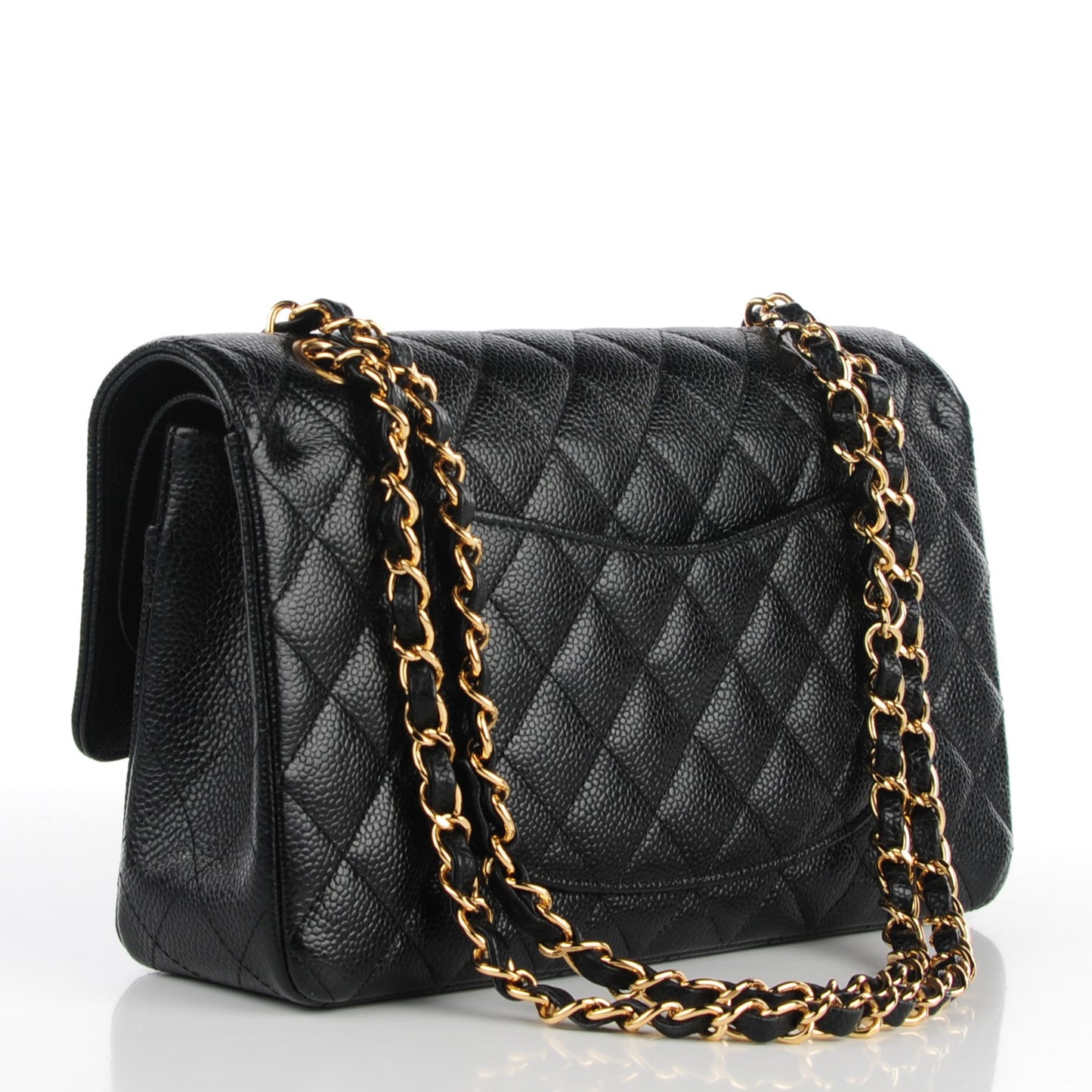 Caviar Quilted Medium Double Flap Black