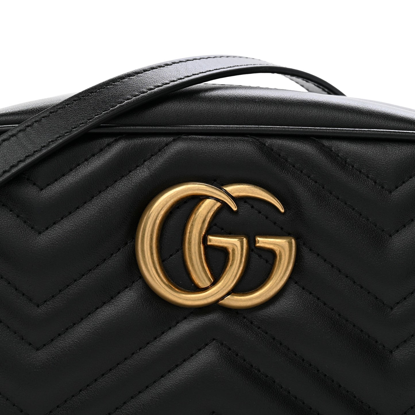 Calfskin Matelasse Small GG Marmont Chain Shoulder Bag Black