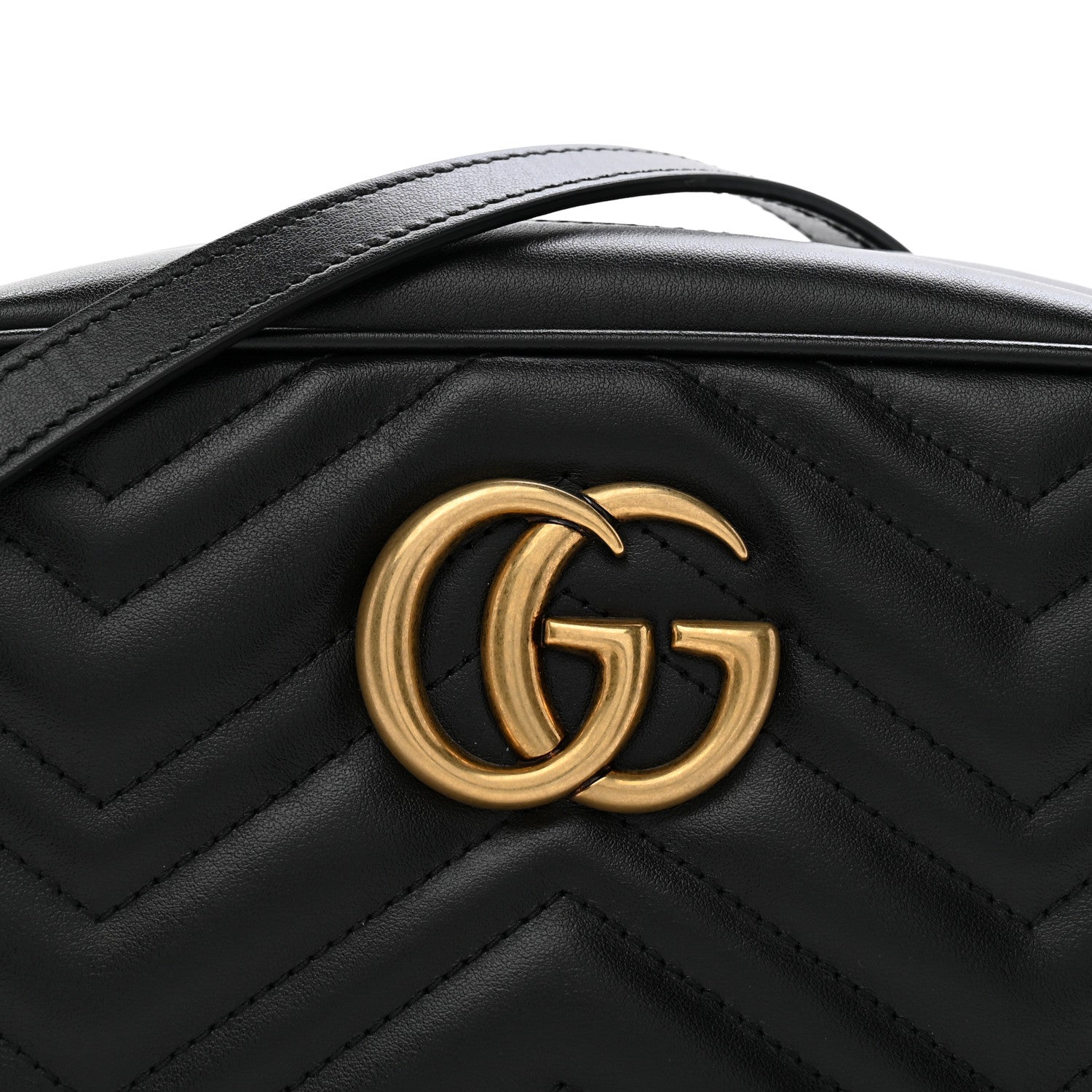 Gucci Calfskin Matelasse Small GG Marmont Chain Shoulder Bag Black 8 of 12