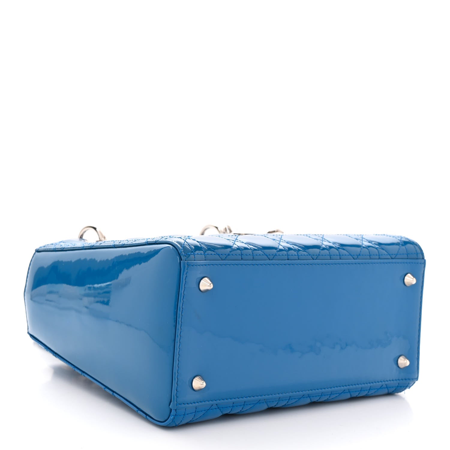 Christian Dior Patent Cannage Medium Lady Dior Blue 4 of 11