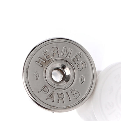 Hermes Palladium Lacquered Mini Pop H Earrings White 4 of 5