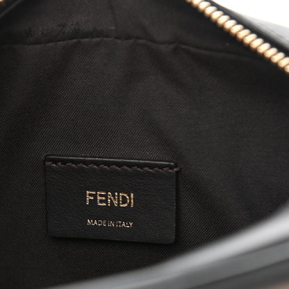 Fendi Glazed Fabric Vitello Century FF 1974 Stamp Patch Mini Camera Case Mogano Panna Black 6 of 11