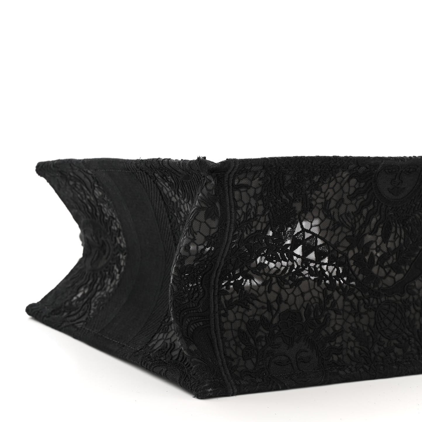 Canvas Embroidered Mesh Macrame Medium Toile de Jouy Soleil Book Tote Black