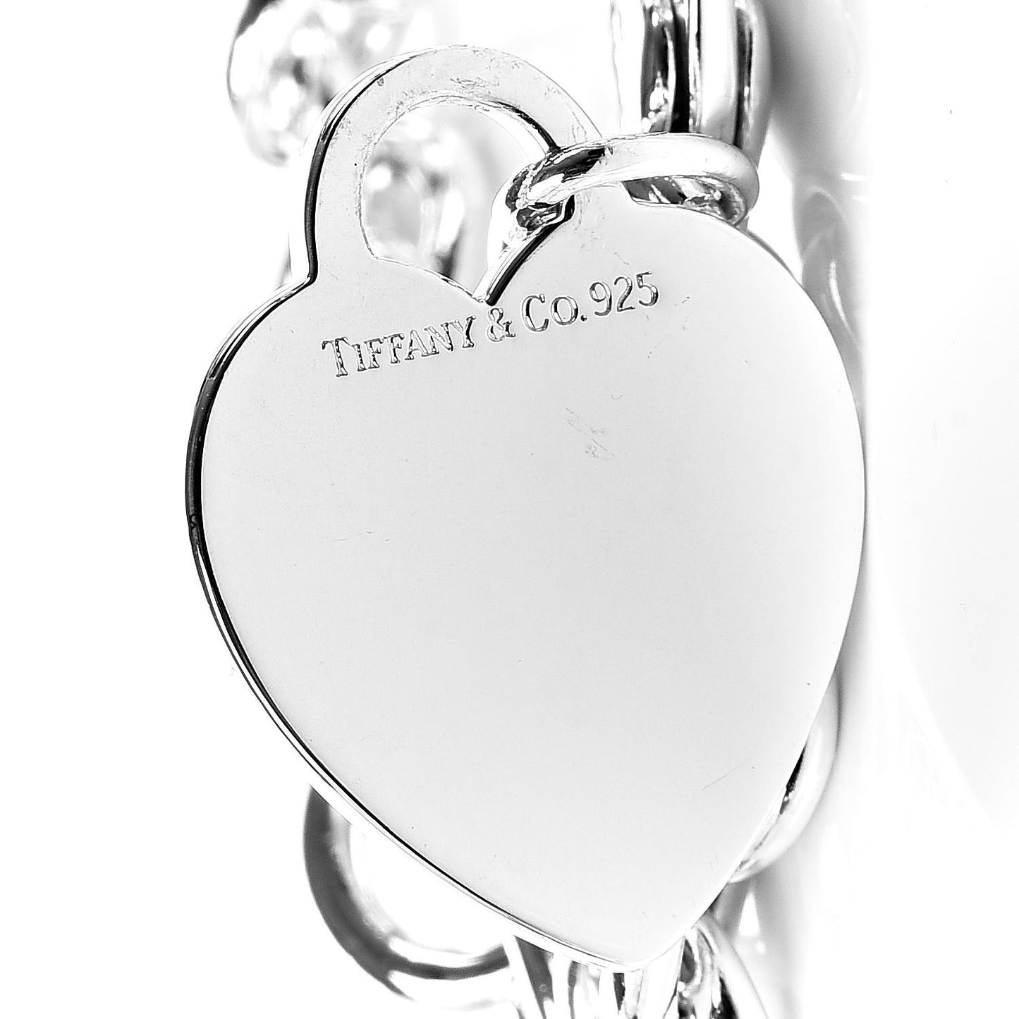Sterling Silver Heart Tag Charm Bracelet