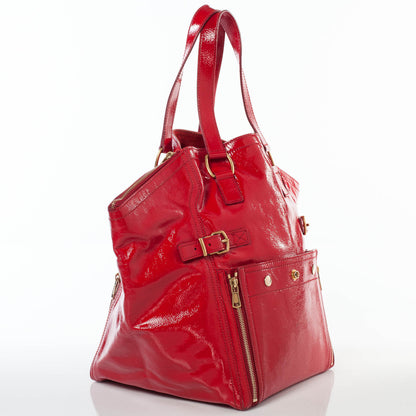 Saint Laurent Patent Large Downtown Tote Red 3 of 8