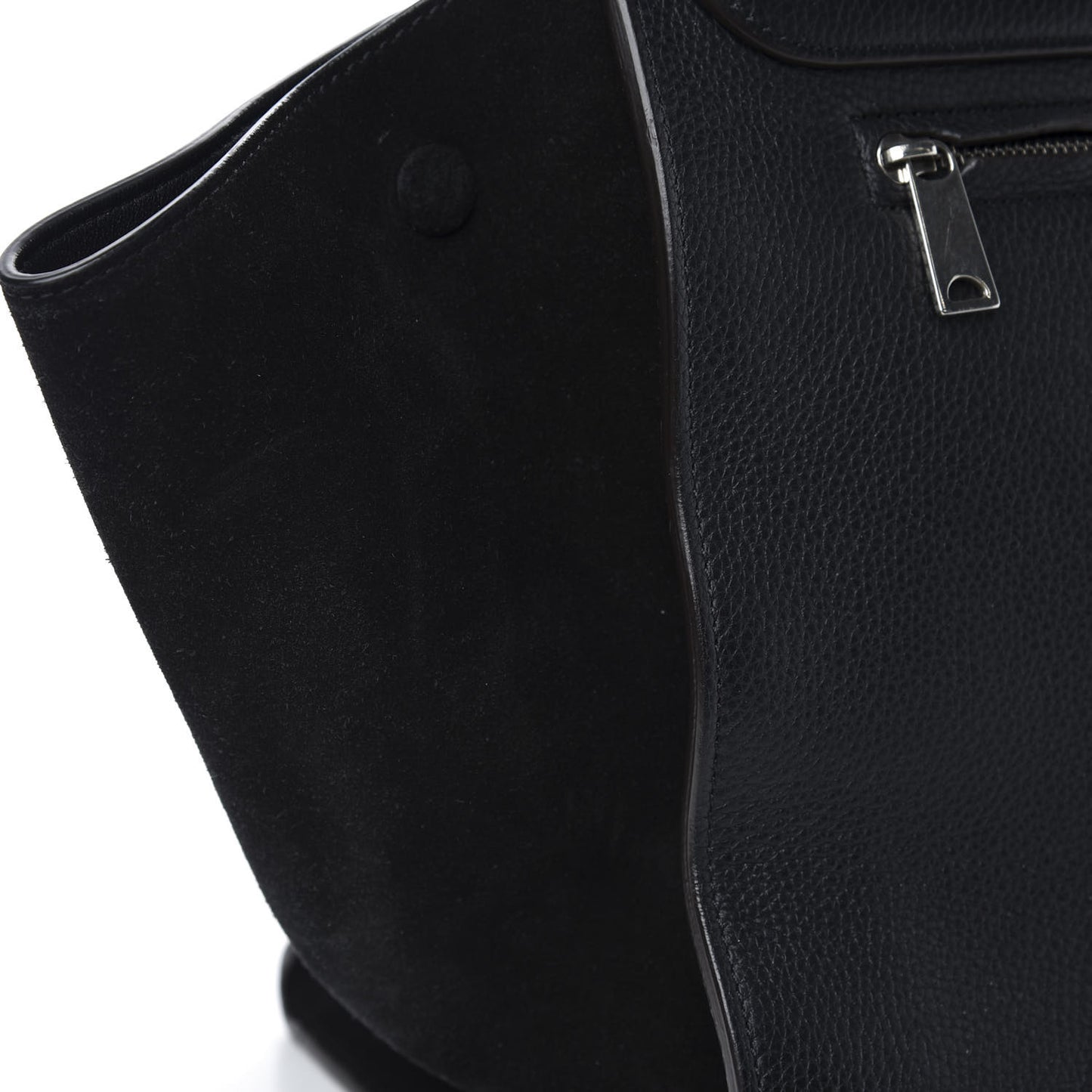 Drummed Calfskin Suede Large Trapeze Black