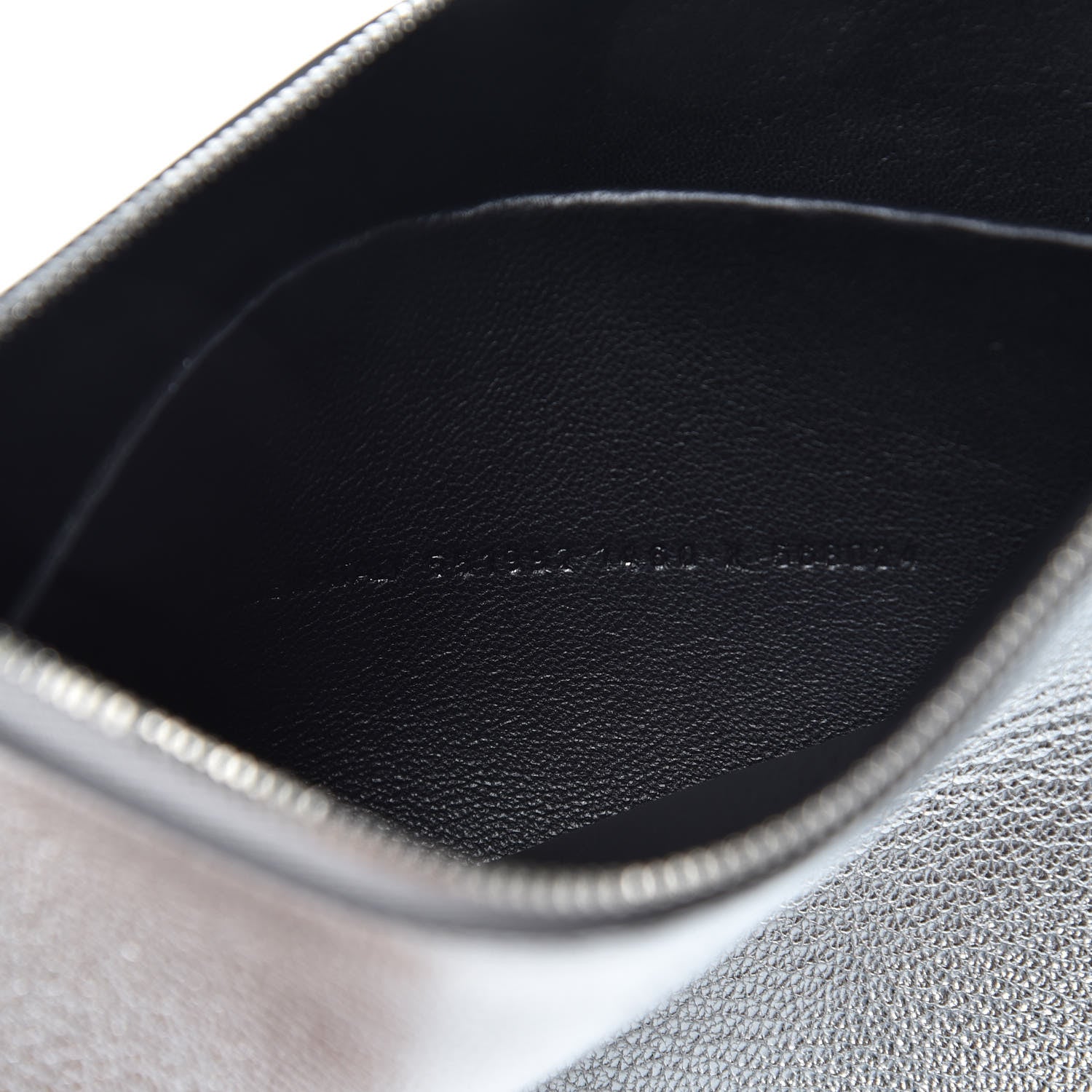 Balenciaga Metallic Goatskin Logo Large Everyday Zip Pouch Argent Black 7 of 7