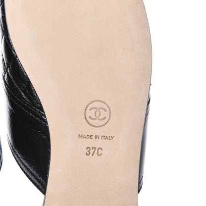 Chanel Glazed Deerskin Grosgrain Quilted Chain Mules 37 Black 8 of 10
