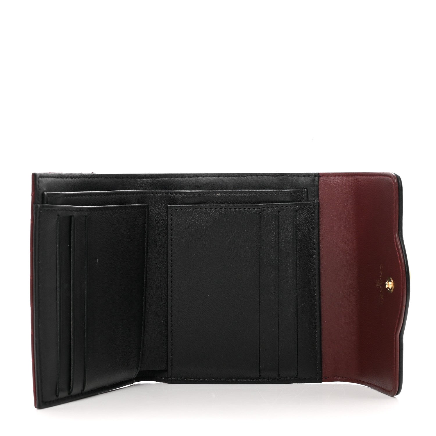 Chanel Lambskin Quilted Two Tone Day Compact Flap Wallet Burgundy 5 of 8