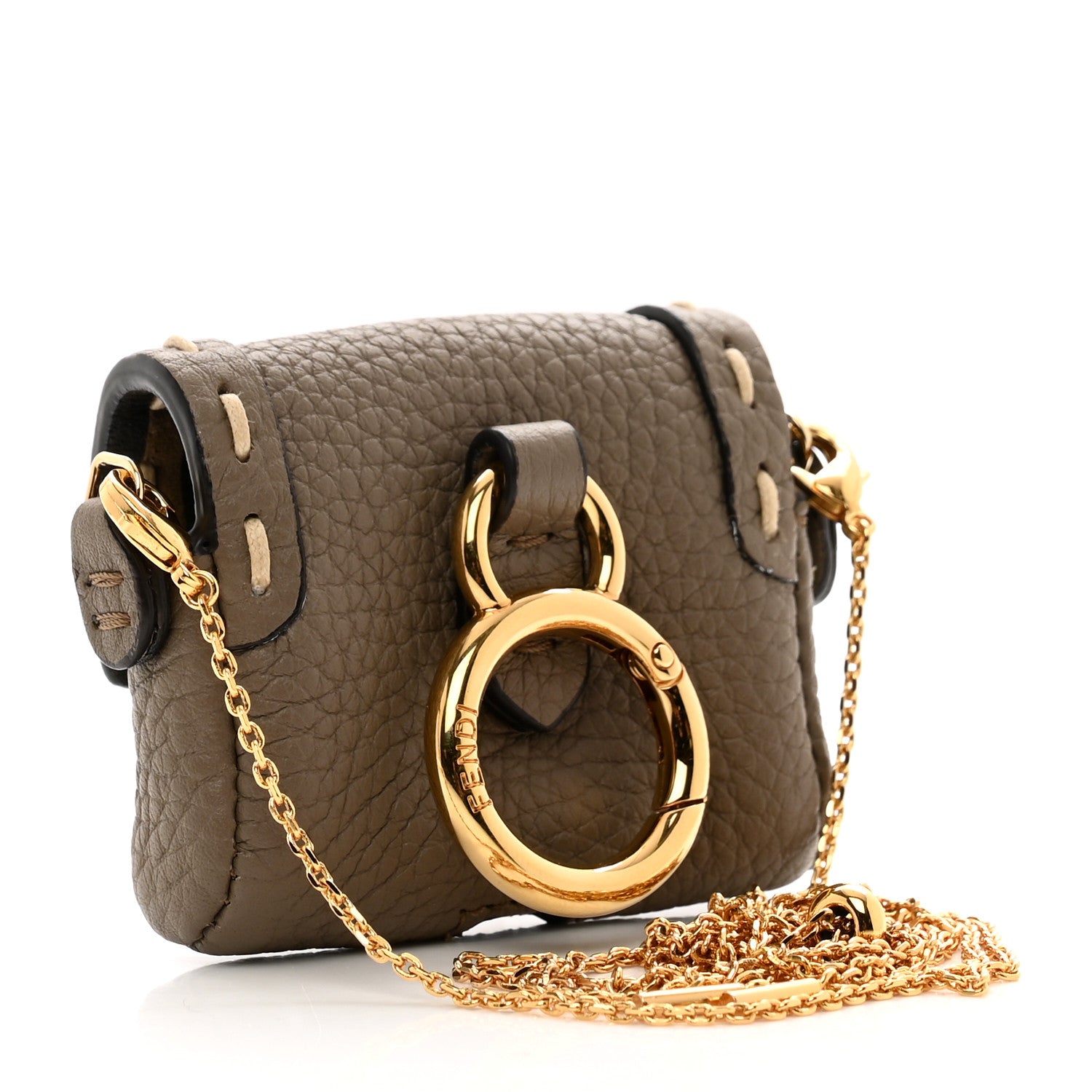 Fendi Cuoio Romano Selleria AirPods Pro Chain Baguette Charm Taupe 3 of 9