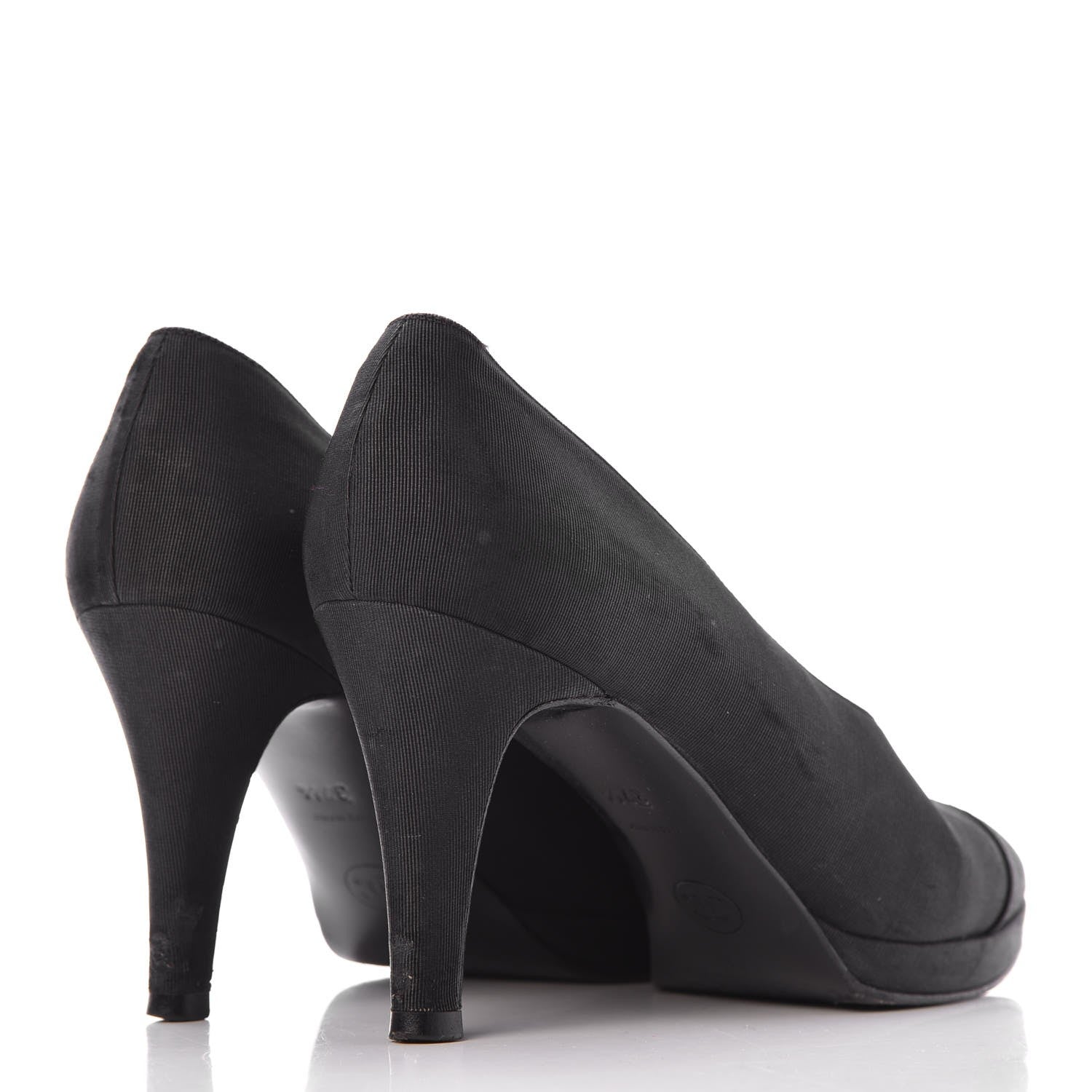 Chanel Grosgrain Cap Toe Pumps 37.5 Black 4 of 19