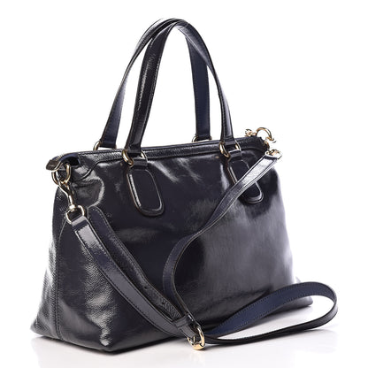 Gucci Vernice Naplack Small Soho Top Handle Satchel Uniform Blue 3 of 13