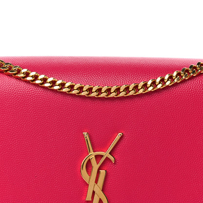 Saint Laurent Grain De Poudre Medium Monogram Kate Satchel Lipstick Fuchsia 7 of 18