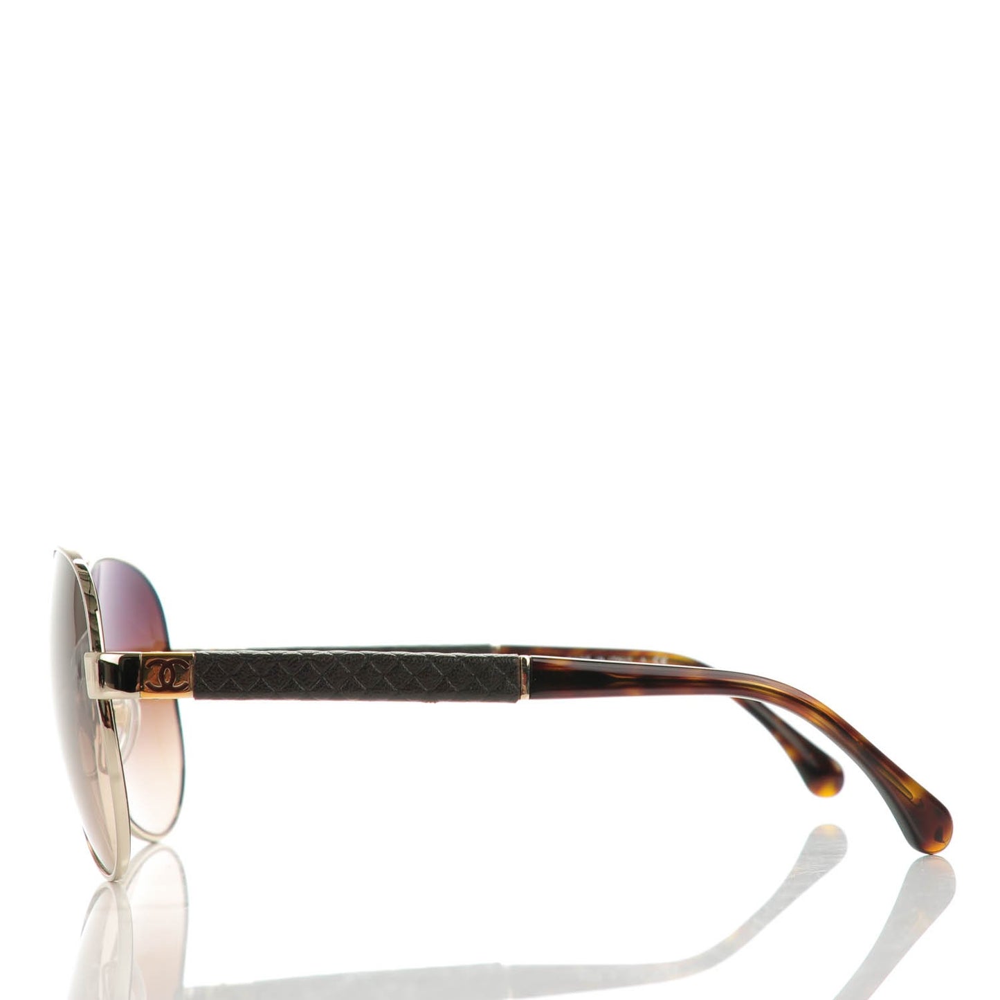 Lambskin Quilted CC Aviator Sunglasses 4195-Q Gold Brown