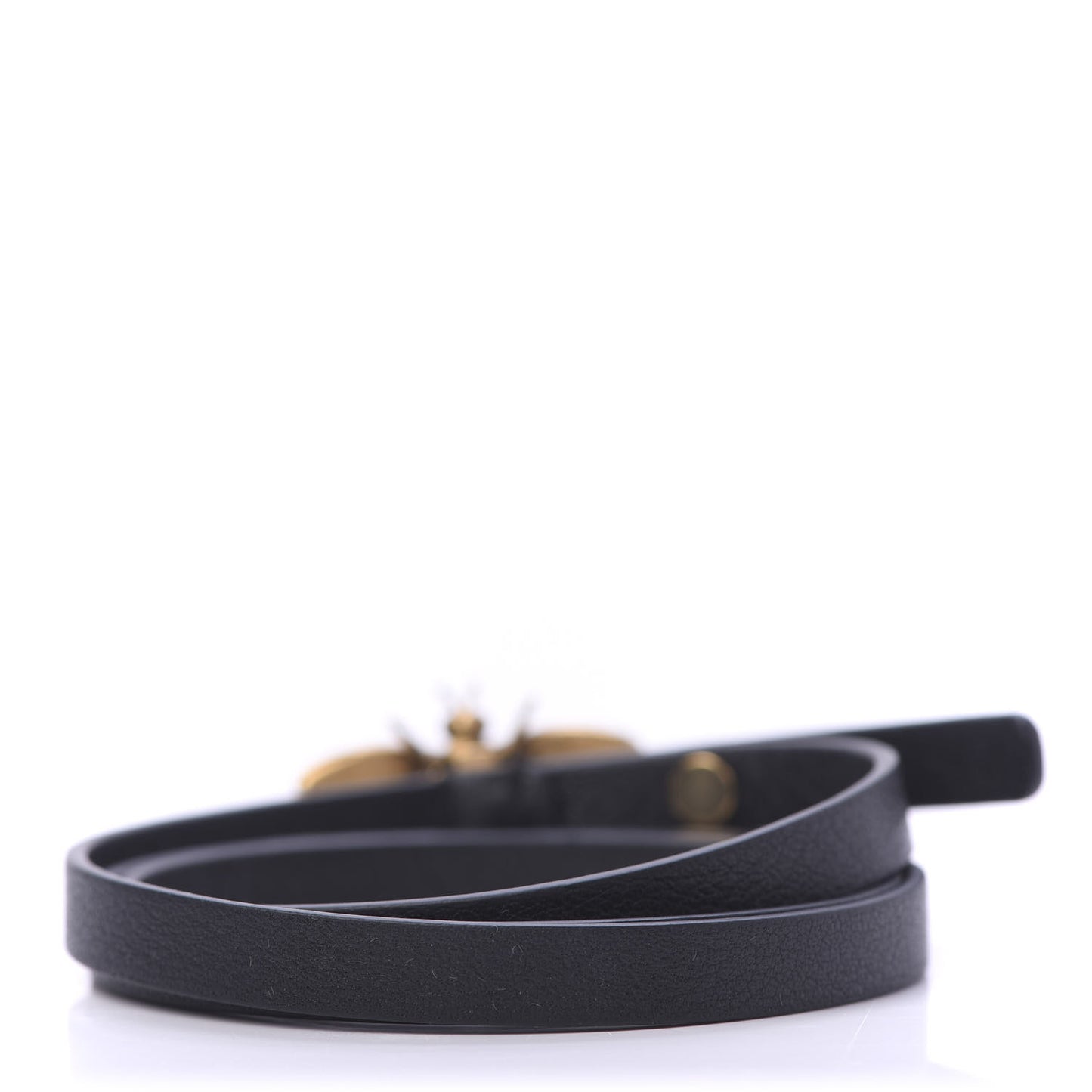 Calfskin Crystal Bee Triple Loop Bracelet Black