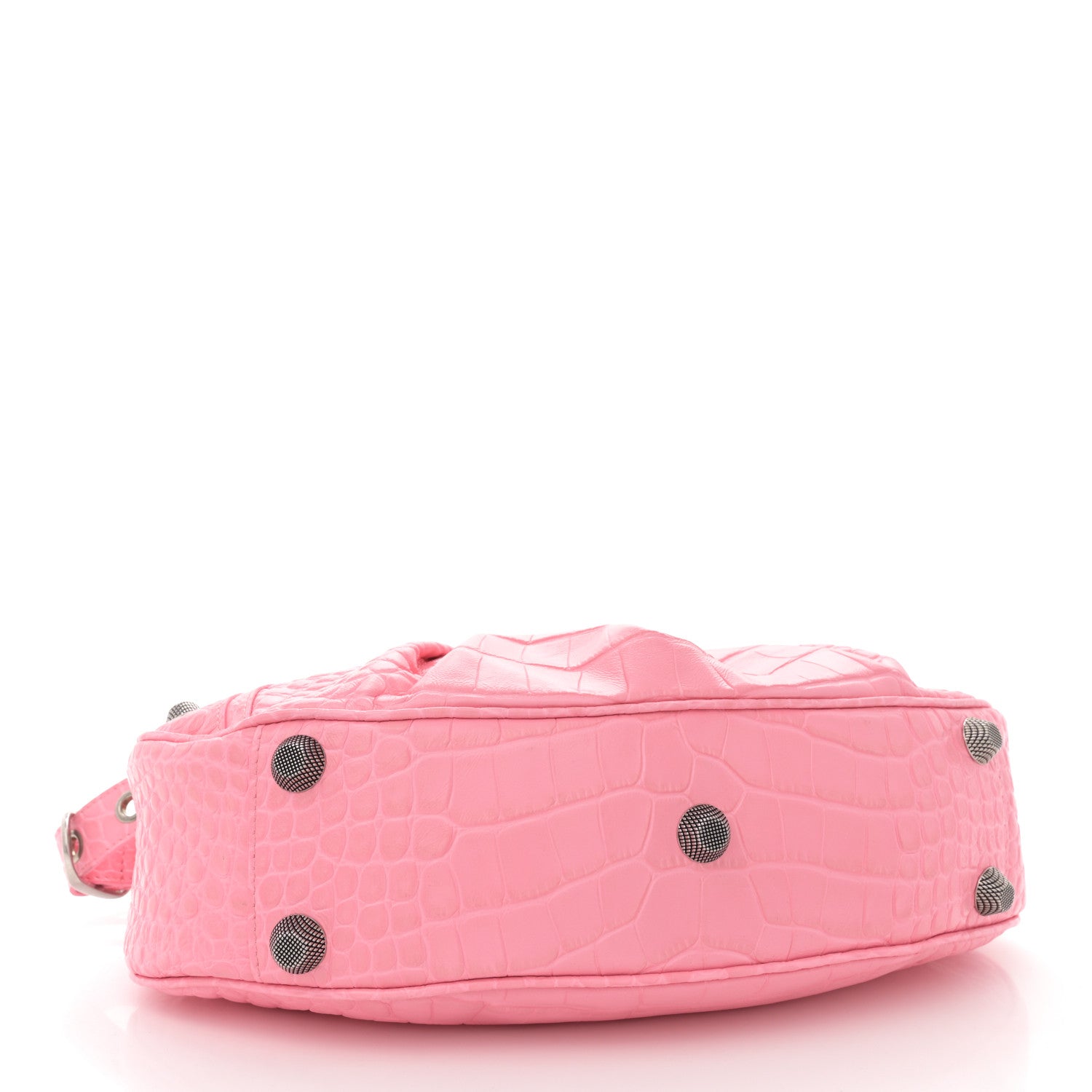 Balenciaga Extra Supple Calfskin Crocodile Embossed Small Le Cagole Shoulder Bag Sweet Pink 5 of 12