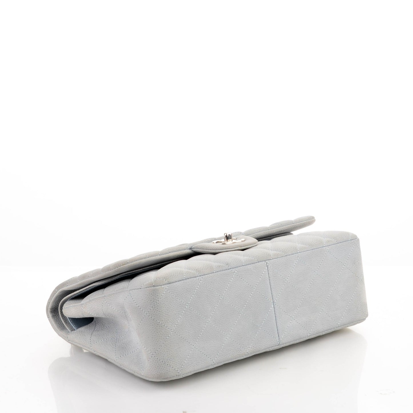 Iridescent Caviar Jumbo Double Flap Light Blue