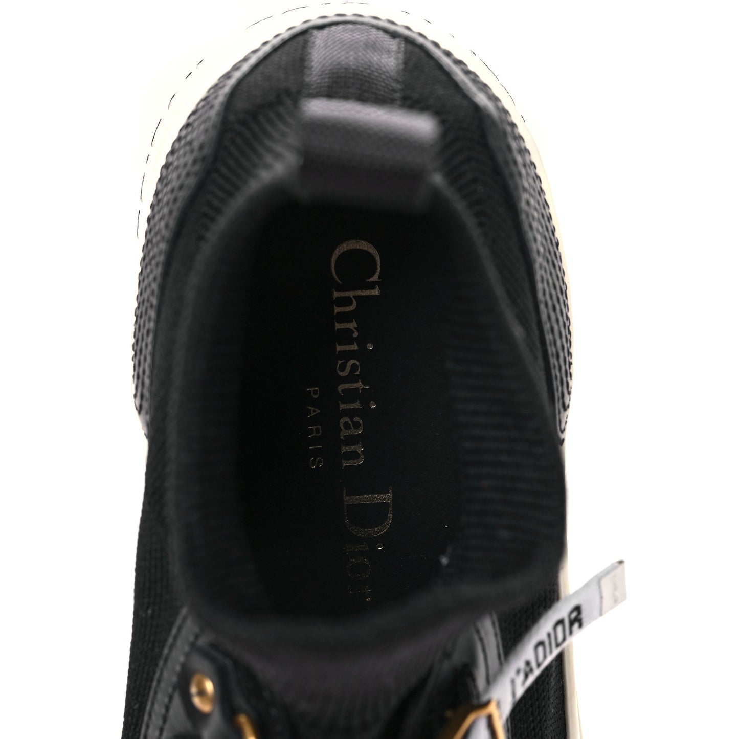 Technical Knit Calfskin Womens Walk'N'Dior High Top Sneakers 35.5 Black