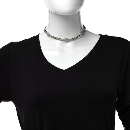 Chanel Crystal Chain CC Link Choker Gold Silver 2 of 6