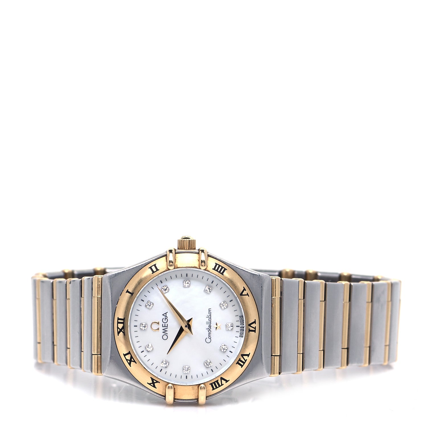 Omega Stainless Steel 18K Yellow Gold Diamond Mother of Pearl 25mm Constellation Manhattan Quartz Watch 1272.75.00 3 of 5