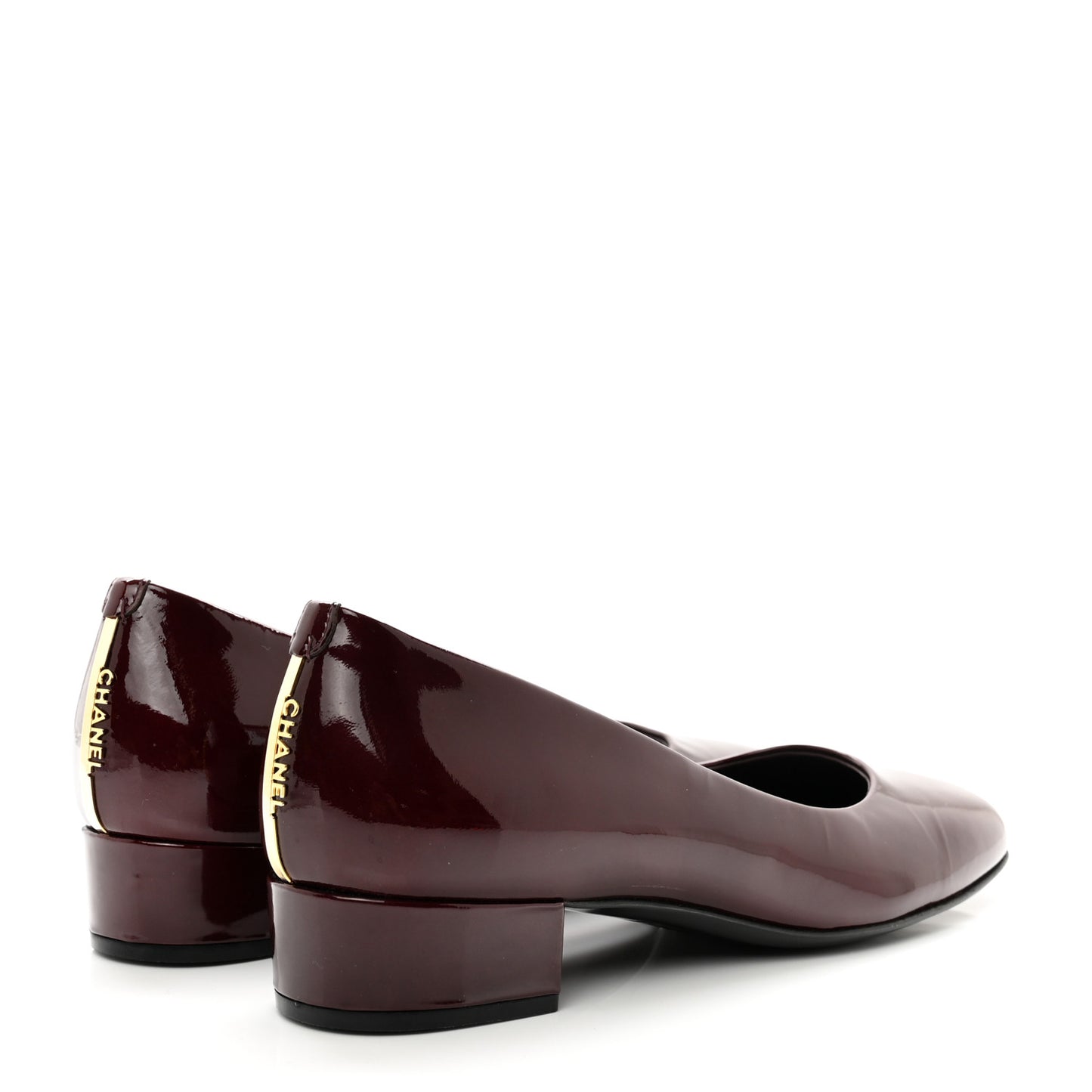 Patent Low Heel Ballerina Pumps 37 Burgundy
